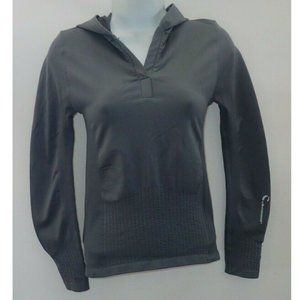 Climawear Women S Gray Hooded‎ Seamless Yoga Top Work out shirt b20